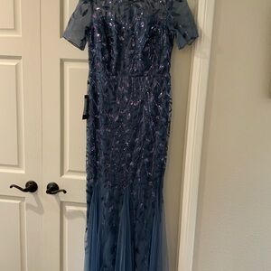 Ever Pretty Blue Gown with Puff Sleeves